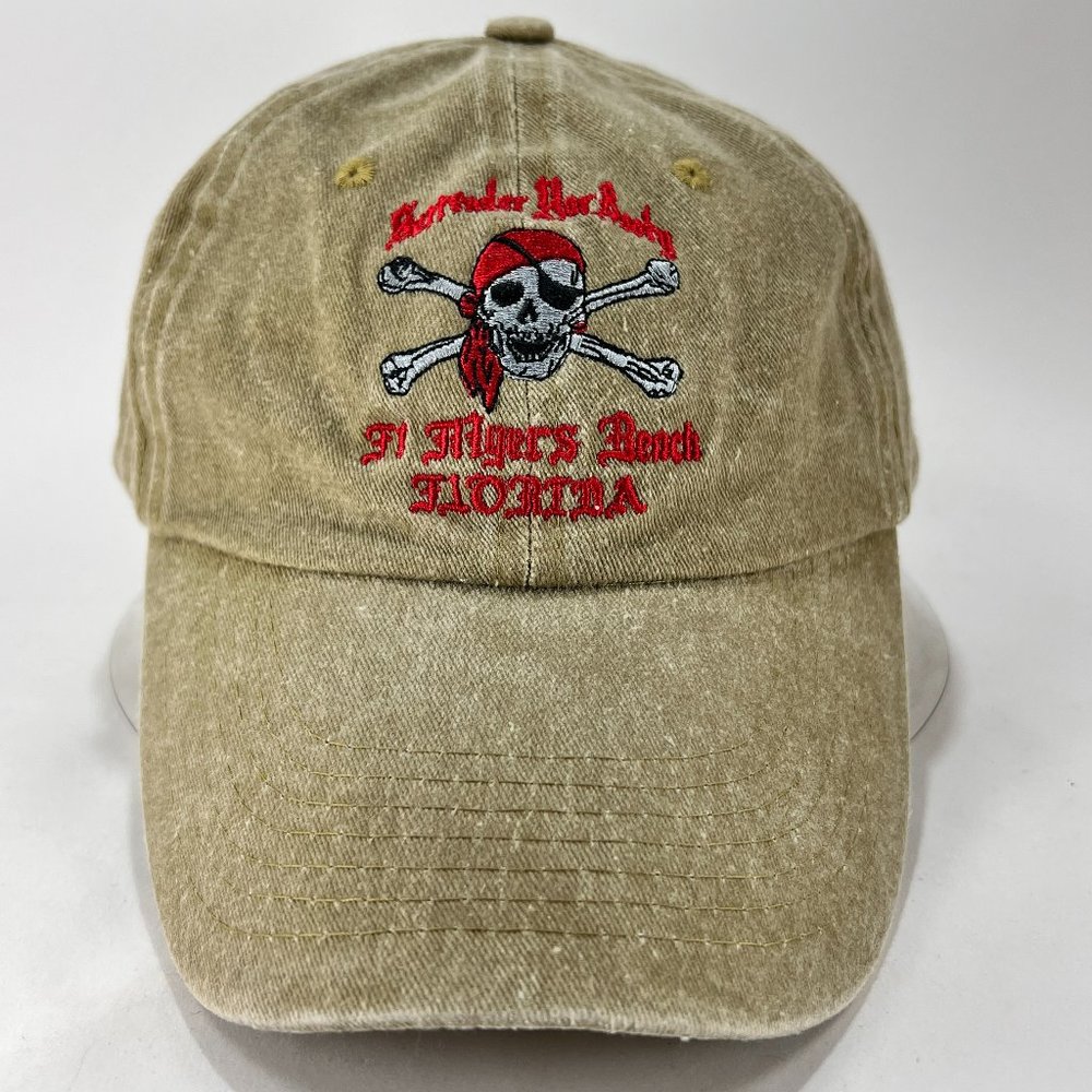 Surrender Yor Booty Ft Myers Beach FL Strap back Cap Hat Pirate Green Adult Mens